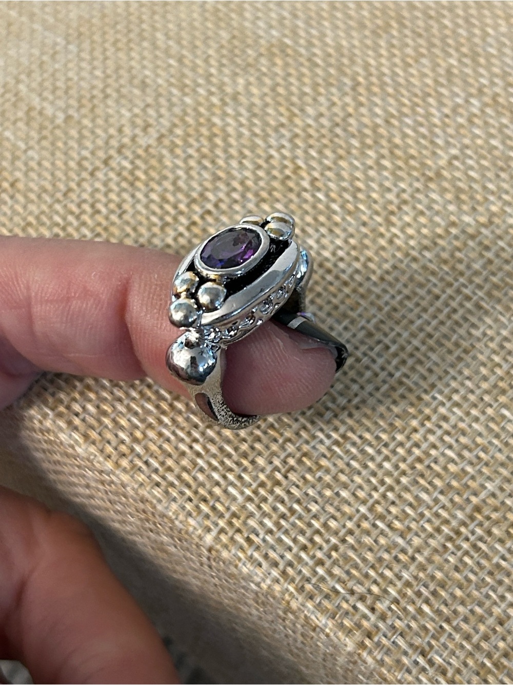 Silver Amethyst statement Ring size 6 - 6.5 - Picture 6 of 11